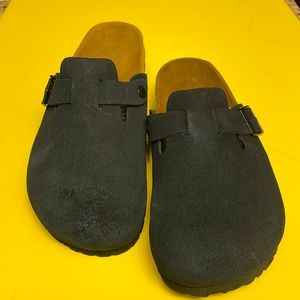 Betula/Birkenstock #285 Mens Navy Blue Suede/Leather Clogs. Sz44-US11. Preowned